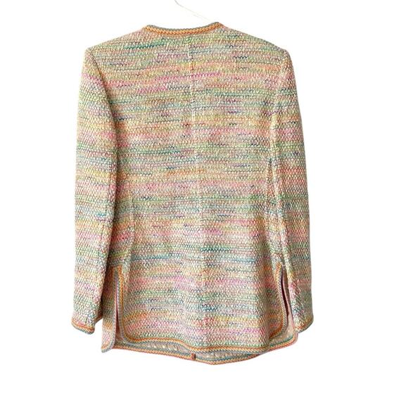 Emanuel Ungaro Confetti Colored Tweed Blazer Jacket Cream Metallic Pink size 12 - Picture 5 of 8